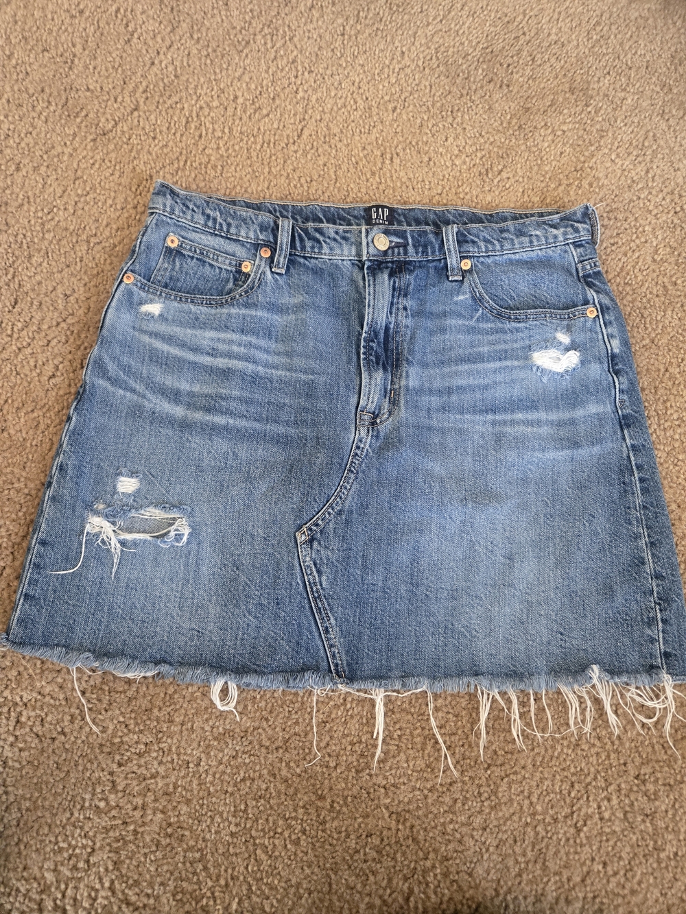 GAP Distressed Denim Mini Skirt - Light Blue